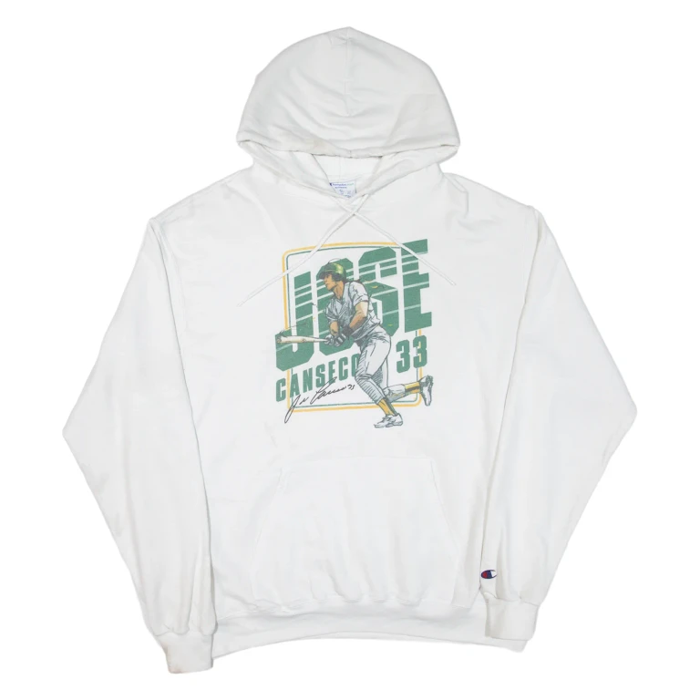 CHAMPION Baseball Mens White Hoodie USA XL