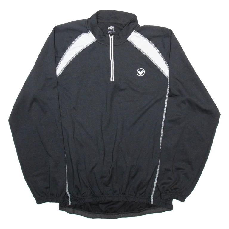 CRANE Cycling Mens Jersey Black Long Sleeve 1/4 Zip L