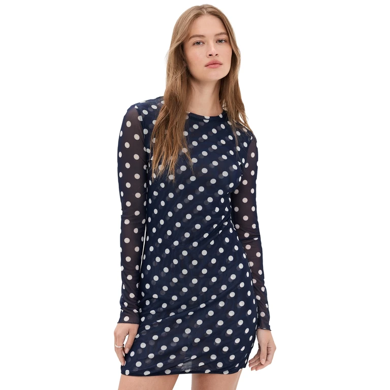 Eywasouls Malibu Scarlet Mini Dress Midnight Dot S