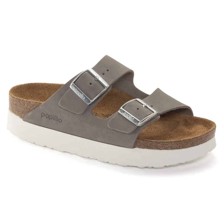 Women's Arizona Platform Nubuck Leather Dove Grey Sandals
