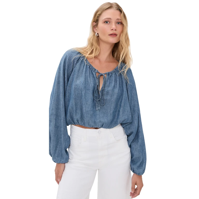 Faherty Tried & True Chambray Nera Top River Mist Wash XS