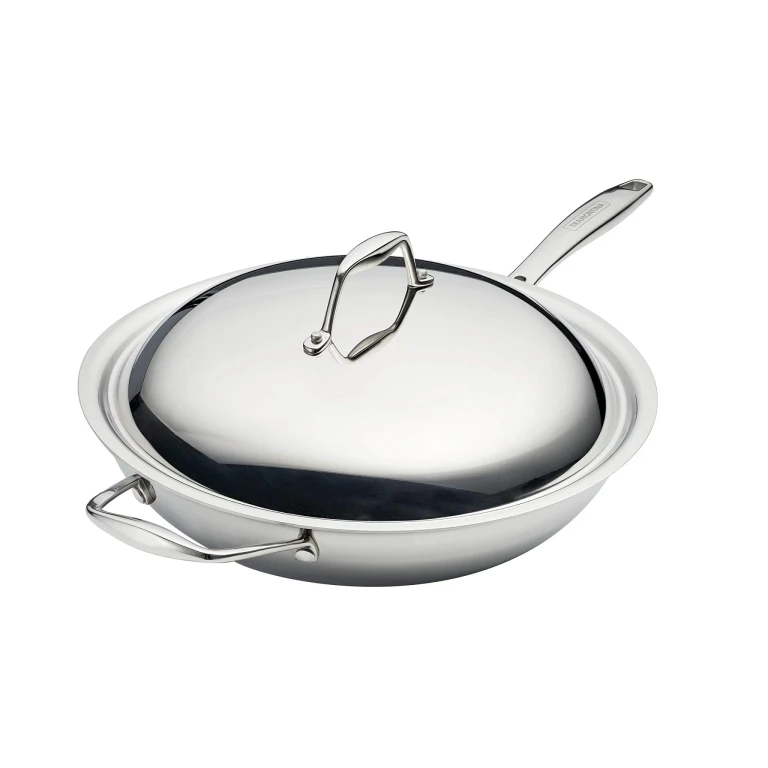 Signature Tri-Ply Clad Stainless Steel 12.5" Wok with lid, Induction-Ready, Dishwasher-Safe, NSF-Certified, Made in Brazil