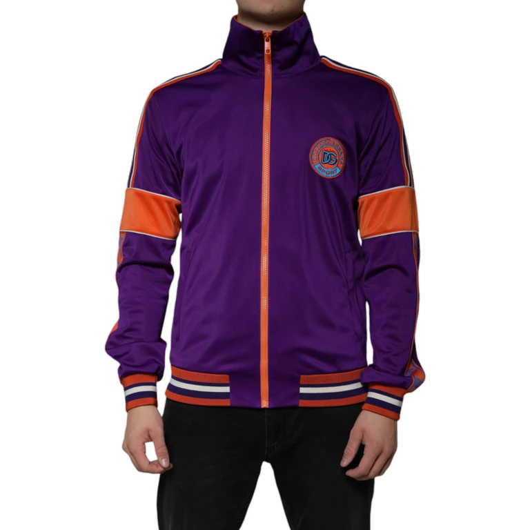 Dolce & Gabbana Purple Polyester Full Zip Long Sleeve Sweater Clothing - Men