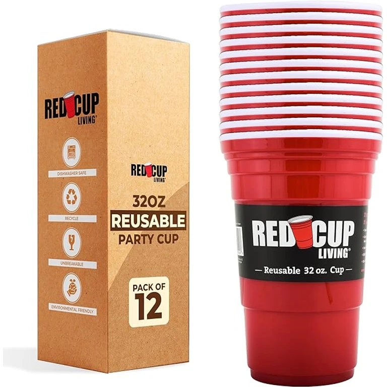 32Oz Tumbler Cups Set of 12, Insulated Reusable Plastic Drinking Glasses, Summer Cup, Beer Stein, Travel Coffee Tumbler for Hot & Cold Drinks, Water Container, Kitchen Cup, Gifts for Men & Women