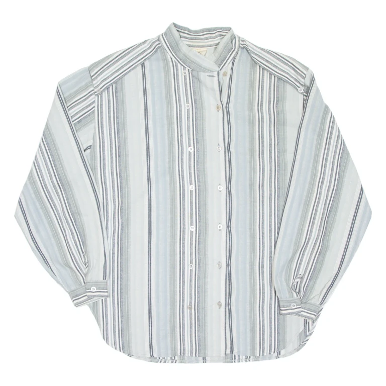 Womens Printed Blouse Blue Long Sleeve Striped L