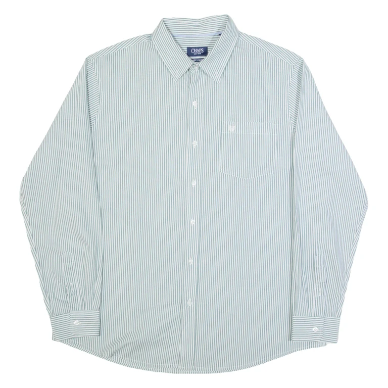 CHAPS Mens Shirt Blue Striped Long Sleeve L