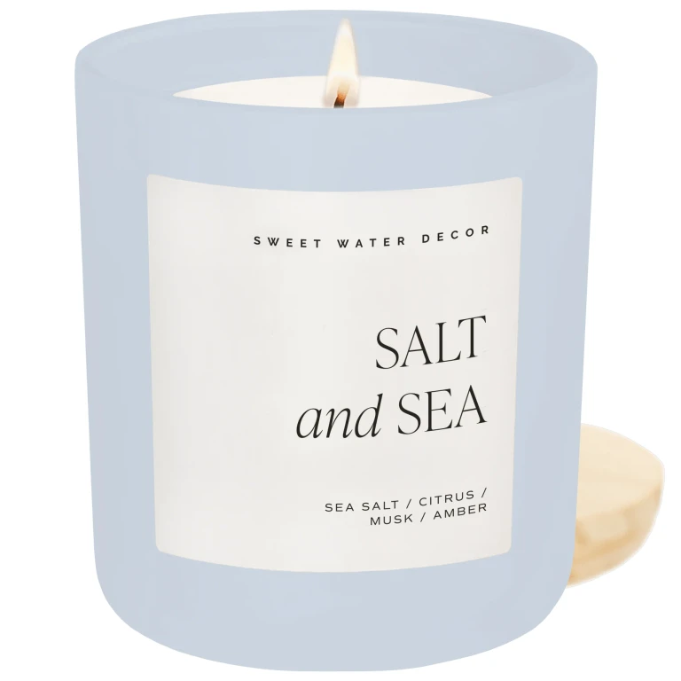 Salt and Sea Soy Candle - Blue Matte Jar - 15 oz