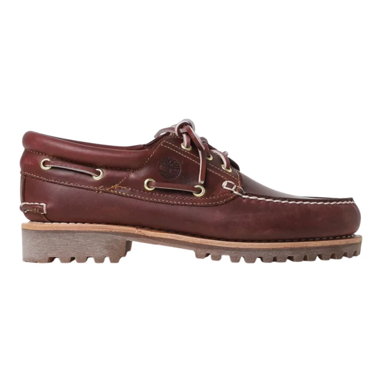 Authentic 3-eye Lug Handsewn Boat Shoe Mens Burgundy