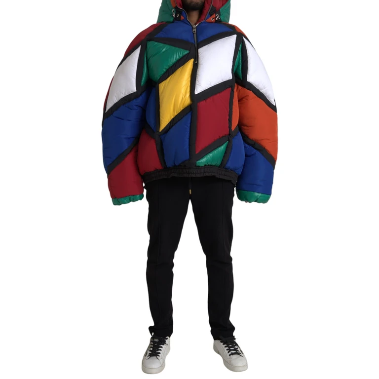 Dolce & Gabbana Multicolor Quilted Hooded Puffer Jacket Polyester Nylon Clothing - Men