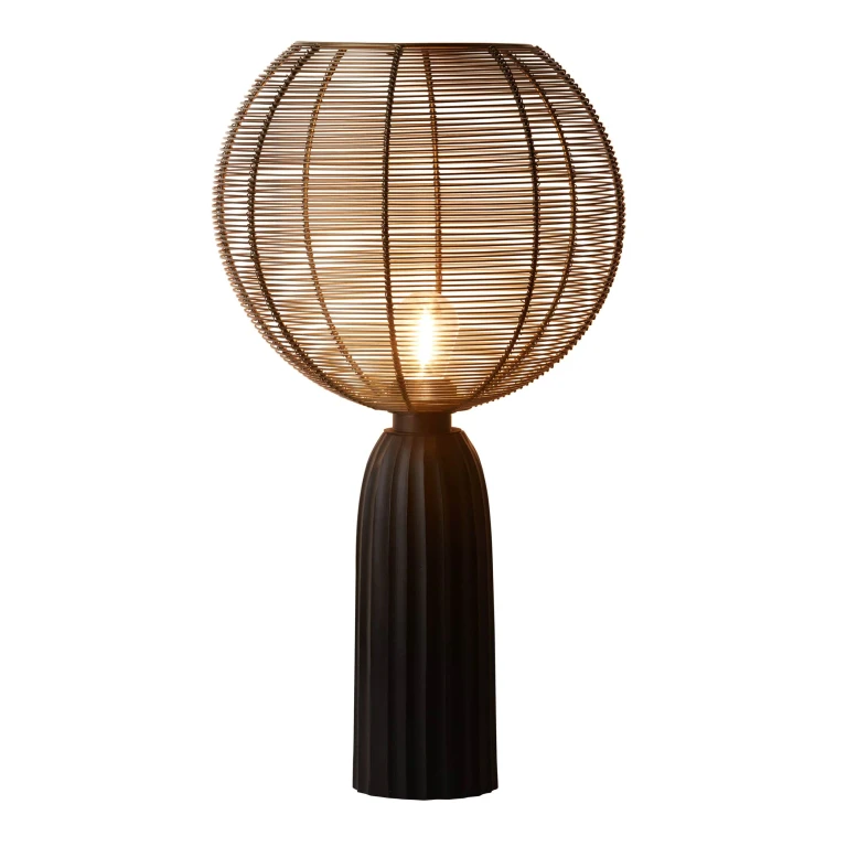 Black Table Lamp with Open Gold Shade