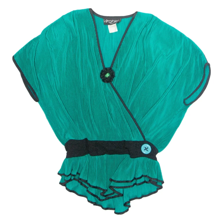 VIRGINIE Womens Blouse Green V-Neck Sleeveless M