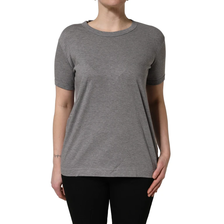 Dolce & Gabbana Grey Cotton Short Sleeves Crew Neck T-Shirt - Women