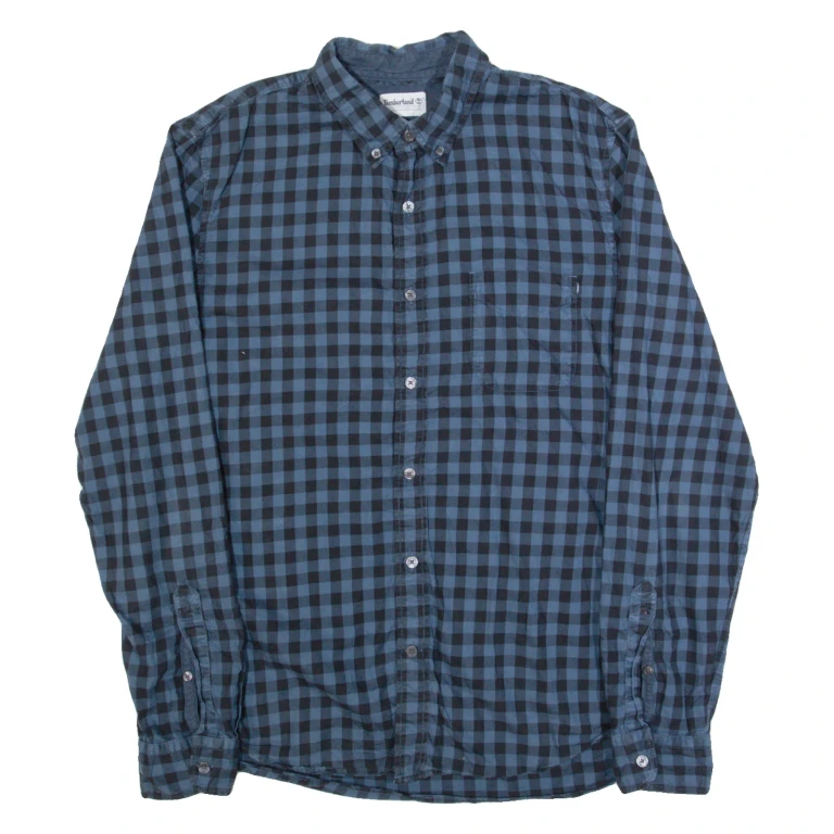 TIMBERLAND Slim Fit Mens Shirt Black Check Long Sleeve M
