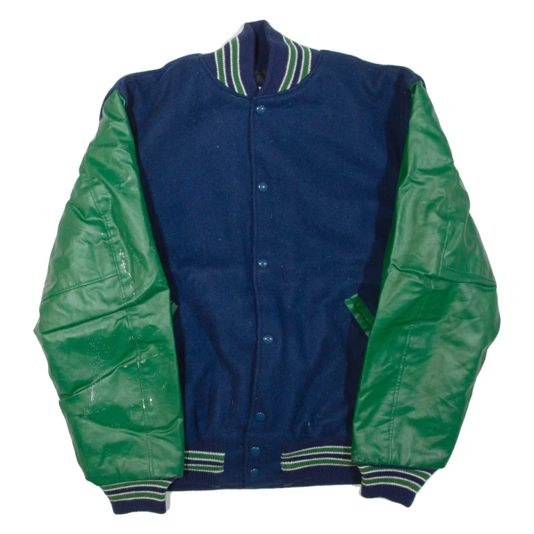 Mens Jacket Blue Wool Colourblock L