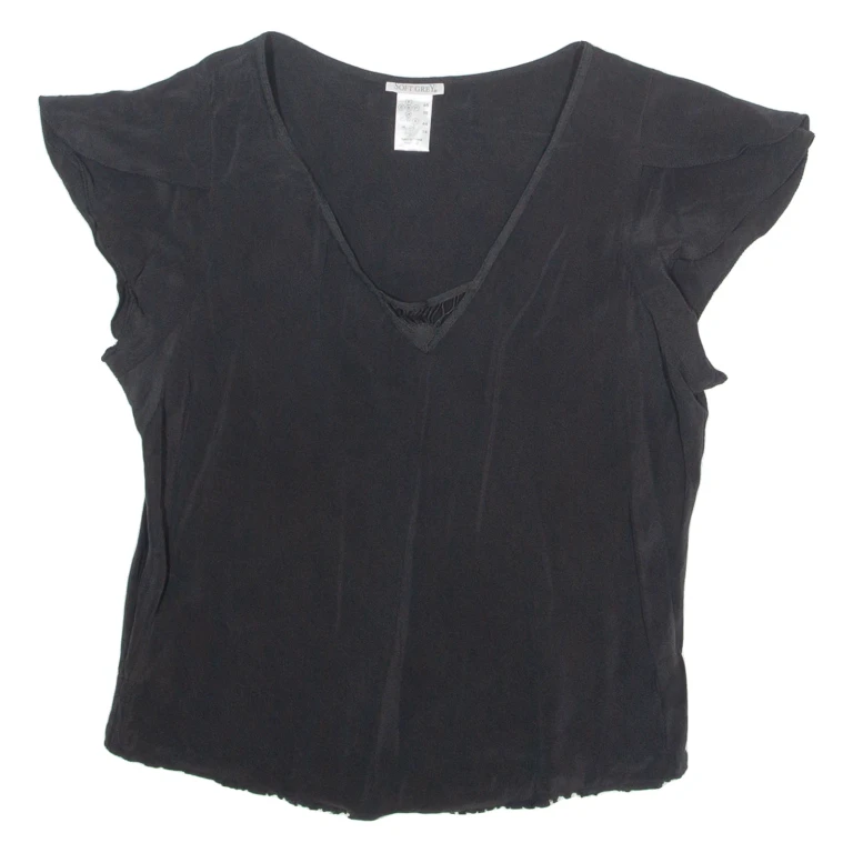 SOFT GREY Womens Top Black V-Neck UK 18