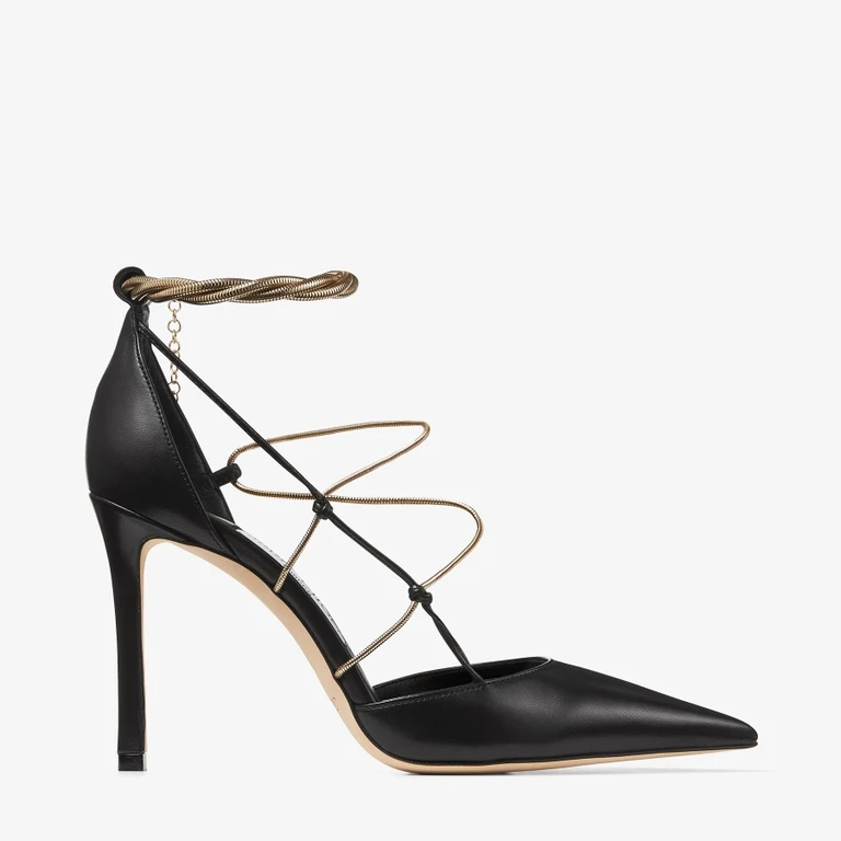 Olesia 95Mm Black Leather Pumps, Brand Size 35 ( US Size 5 )