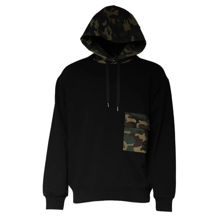 Dolce & Gabbana Black Camouflage Hooded Sweatshirt Sweater Cotton Polyester Nylon Clothing - Men