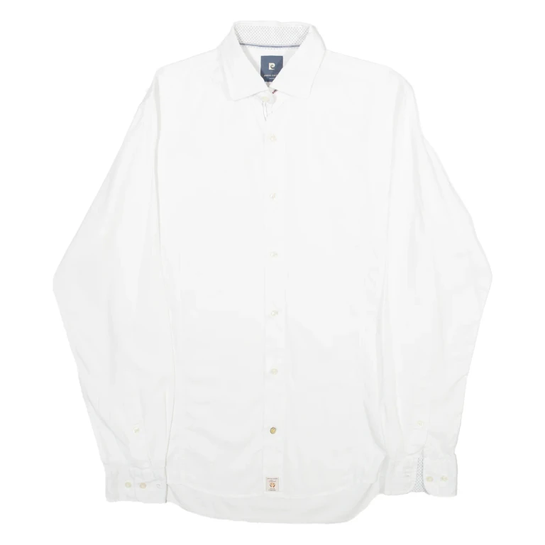 PIERRE CARDIN Stretch Fit Mens Plain Shirt White Long Sleeve S