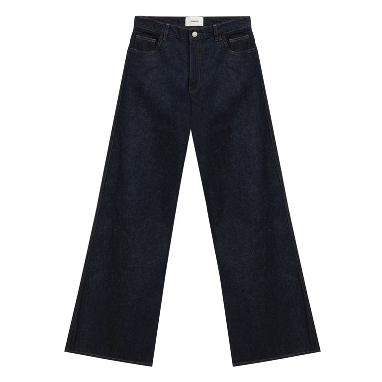Blue Cotton High-Waisted Jean Clothing - Women