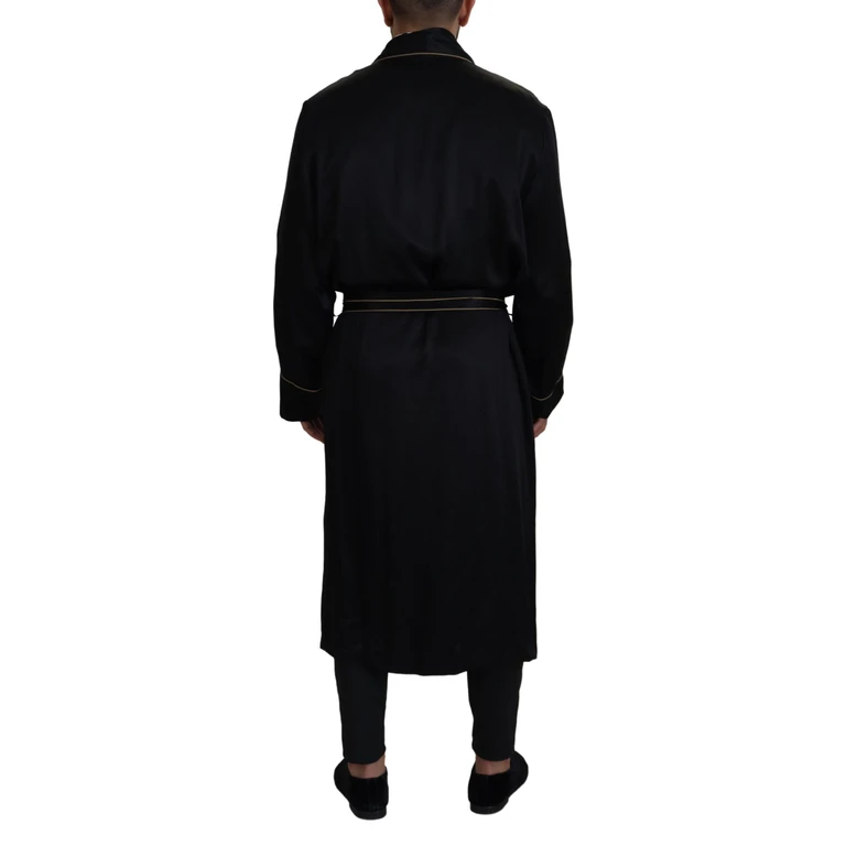 Dolce & Gabbana Black Silk Robe Coat Wrap Jacket Clothing - Men