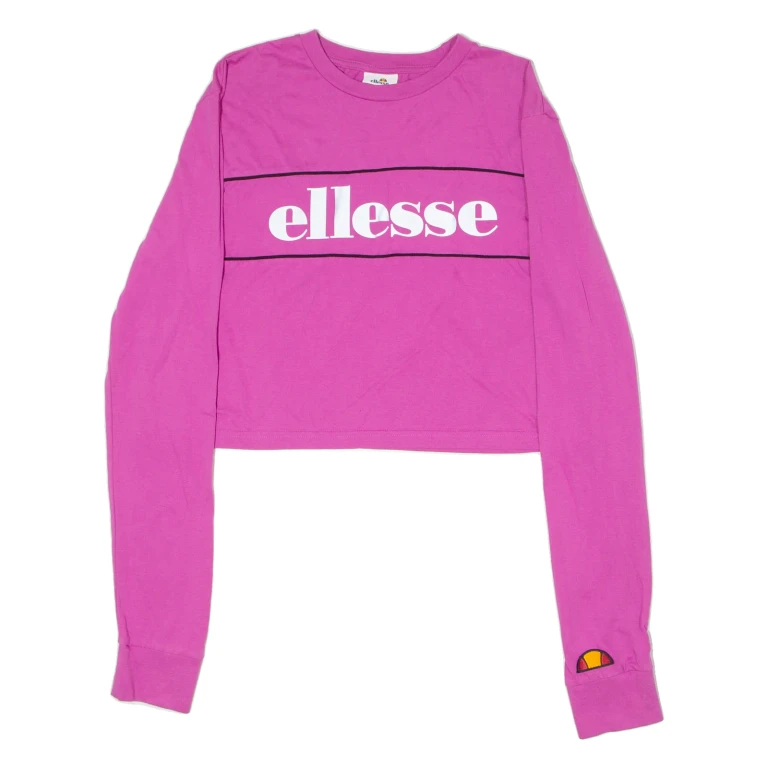 ELLESSE Womens T-Shirt Pink Long Sleeve Crew Neck UK 12