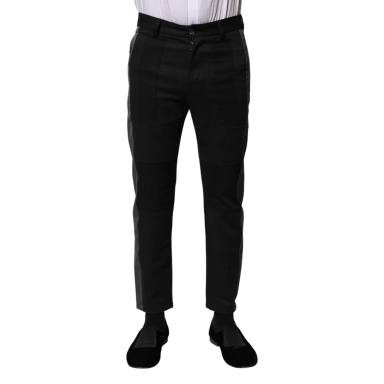 Dolce & Gabbana Black Gray Fantasy Cotton Formal Slim Pants And - Men