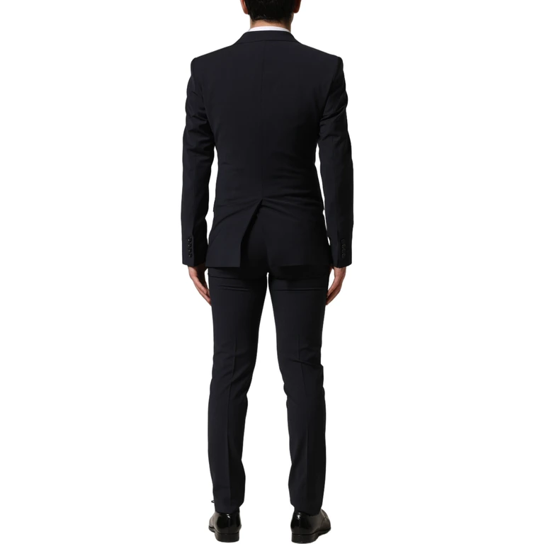 Dolce & Gabbana Black Wool Slim Fit Formal 3 Piece Men Suit Polyester Elastane - Men