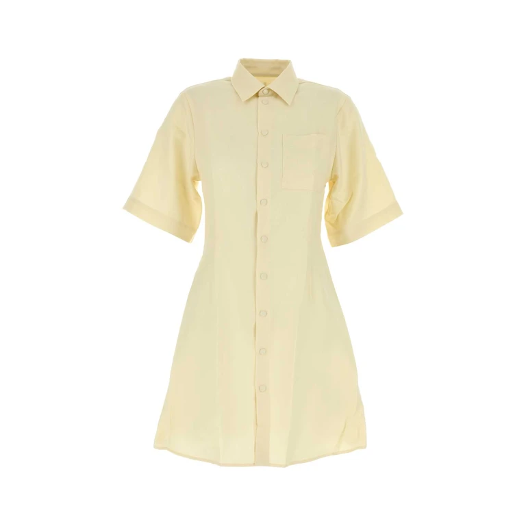 AMI Paris Pastel Yellow Wool Shirt Dress Beurre Exterior: Virgin Abiti - Women
