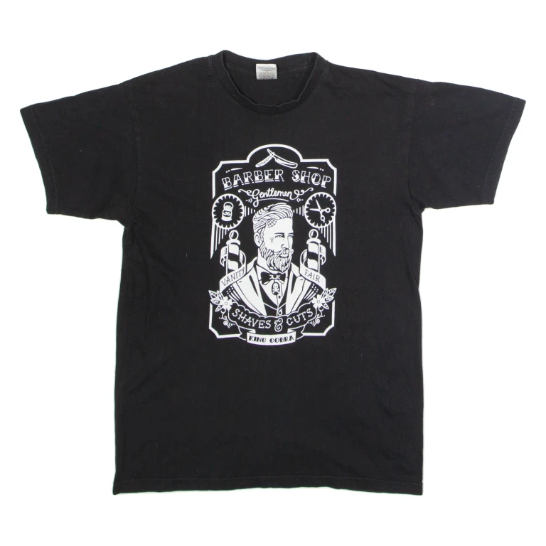 BC COLLECTION Barber Shop Mens T-Shirt Black Crew Neck S