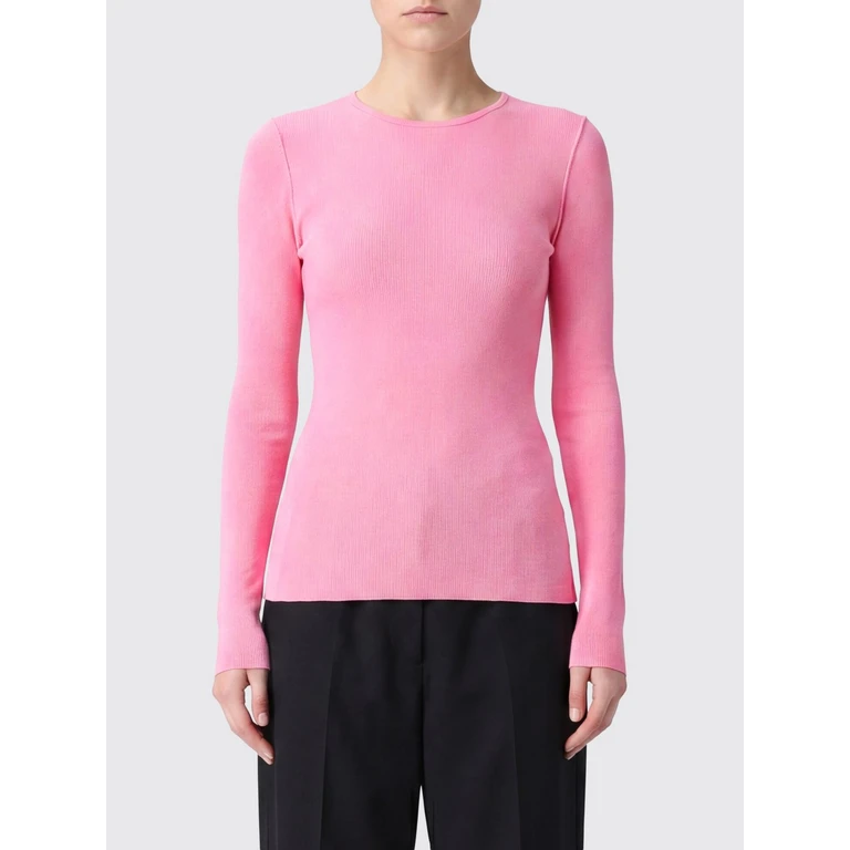 MSGM Slim Fit Long-Sleeved Viscose T-shirt with Crew Neck (4041MDM116N26713019)