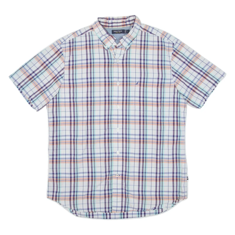 NAUTICA Mens Shirt White Check L