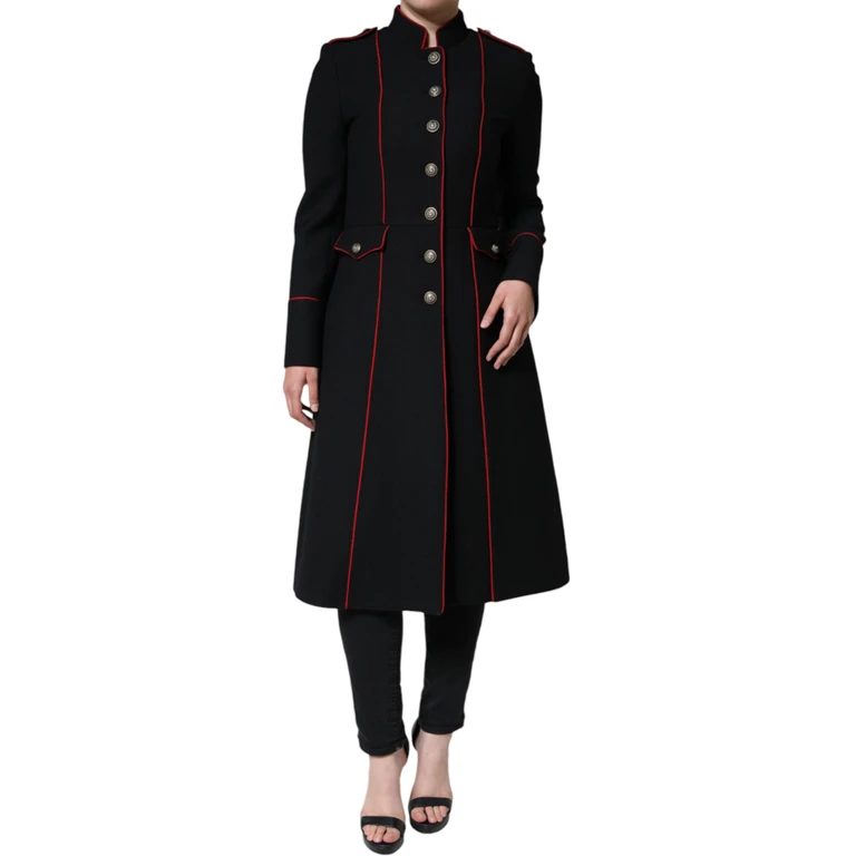 Dolce & Gabbana Black Single Breasted Trench Coat Jacket Virgin Wool Nylon Clothing - Women