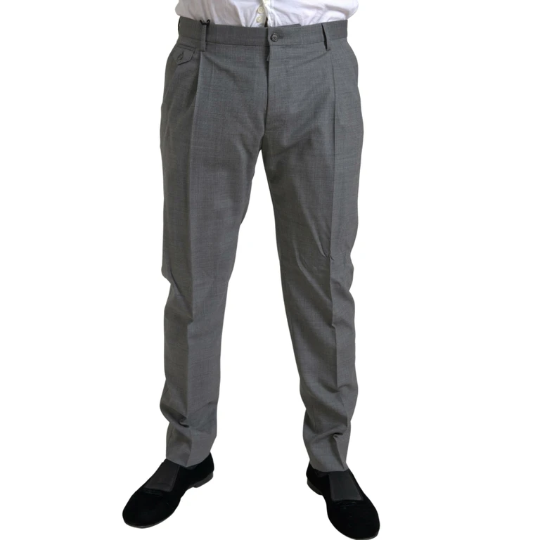 Dolce & Gabbana Gray Wool Chino Skinny Men Dress Trouser Pants Virgin - Men