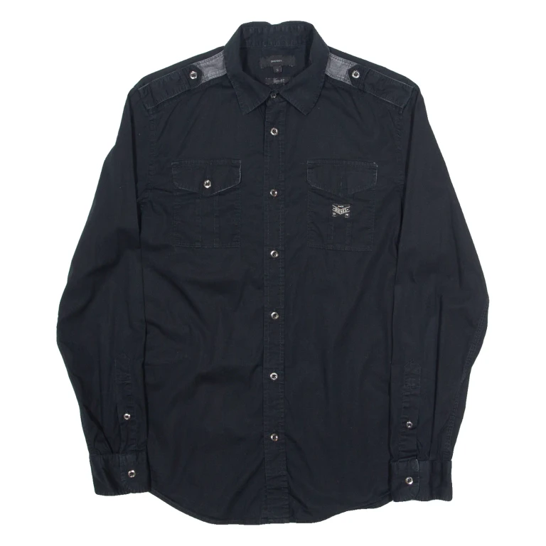 DIESEL Slim Fit Mens Plain Shirt Black Long Sleeve S