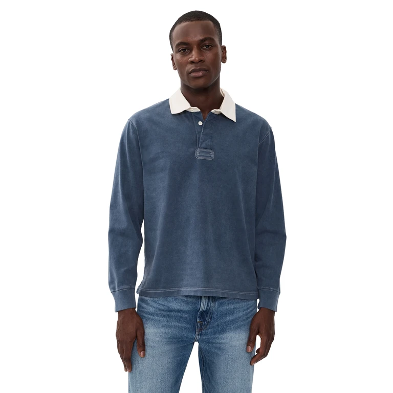 Washed Rugby Shirt Navy L