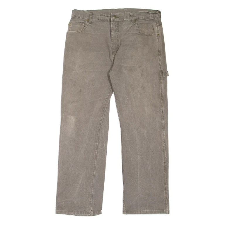 DICKIES Carpenter Workwear Mens Jeans Grey Relaxed Straight W34 L30