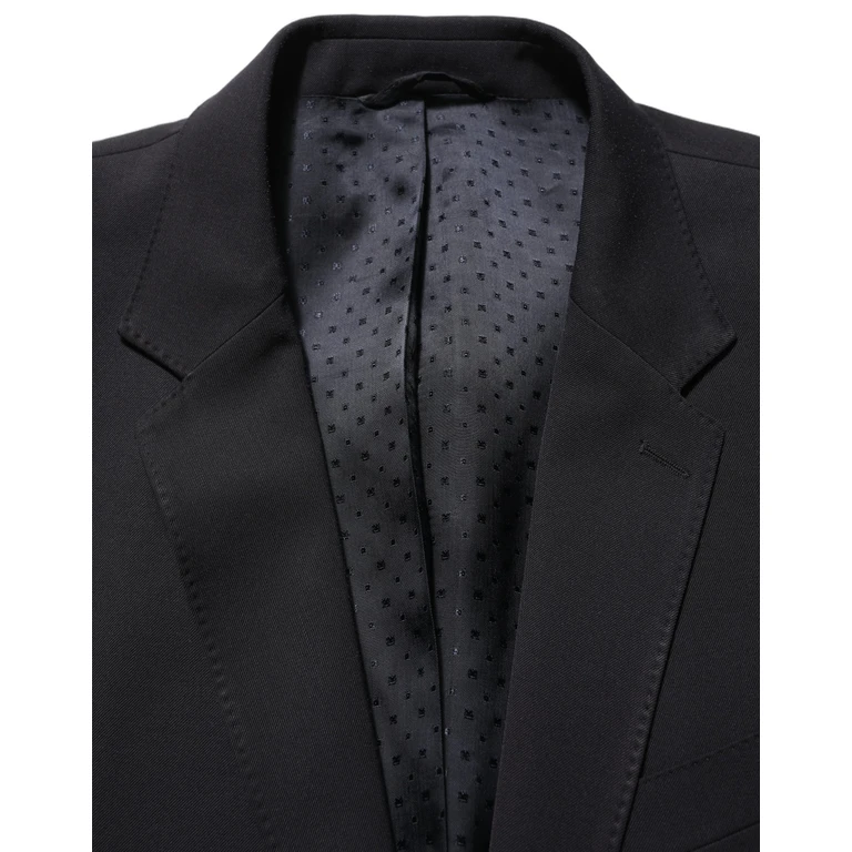 Black Wool Slim Fit Formal Men 2 Piece Suit - Men