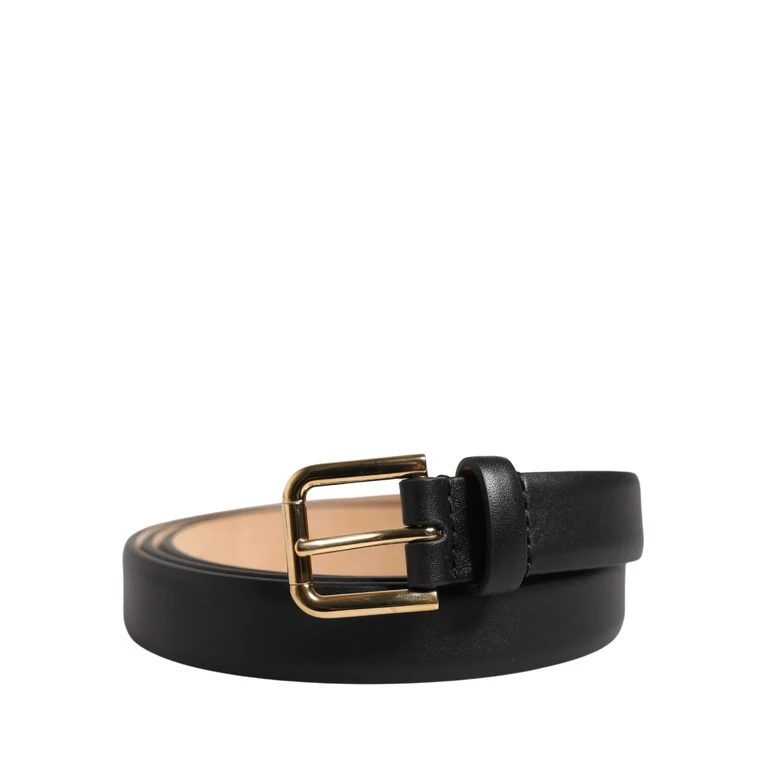 Dolce & Gabbana Black Classic Leather Gold Metal Buckle Belt Calf - Women