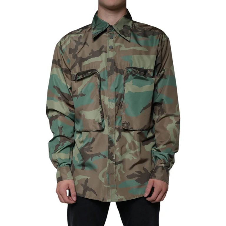 Dolce & Gabbana Multicolor Camouflage Button Down Shirt Polyester Nylon - Men