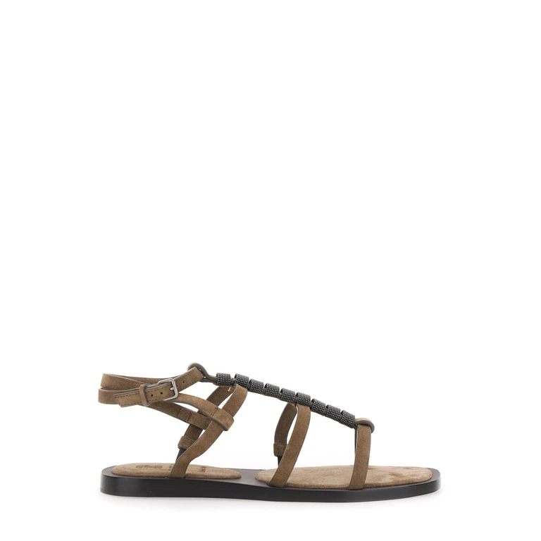 Brunello Cucinelli Riemchensandalen mit Perlenbesatz