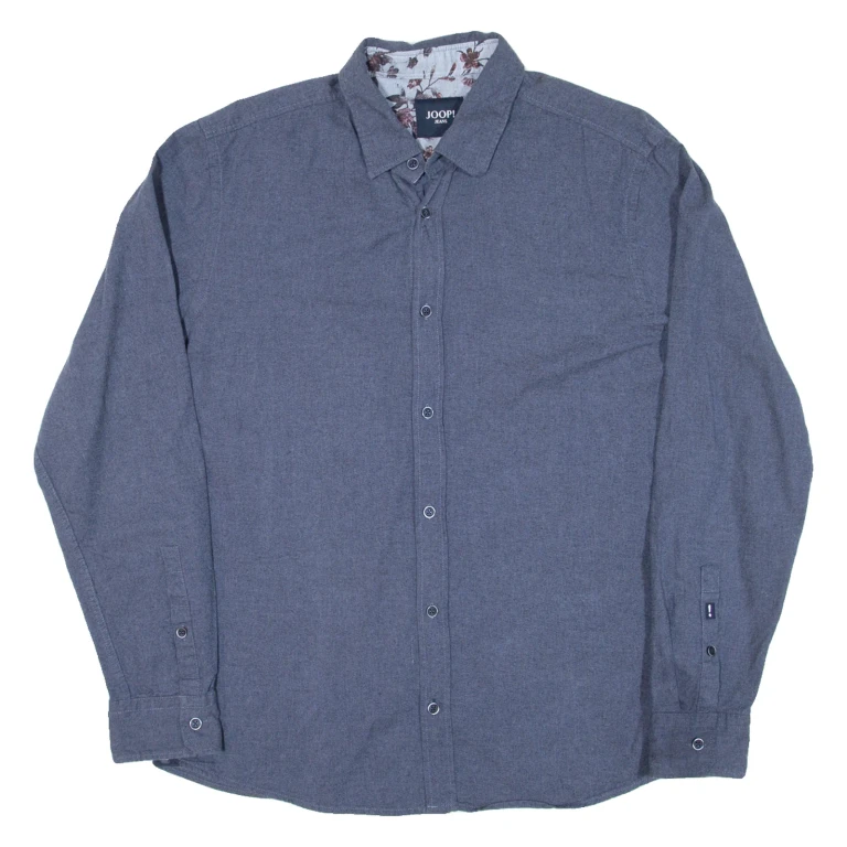 JOOP Mens Plain Shirt Blue Long Sleeve L