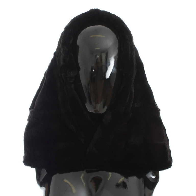 Dolce & Gabbana Black Weasel Fur Crochet Hood Scarf Hat - Women