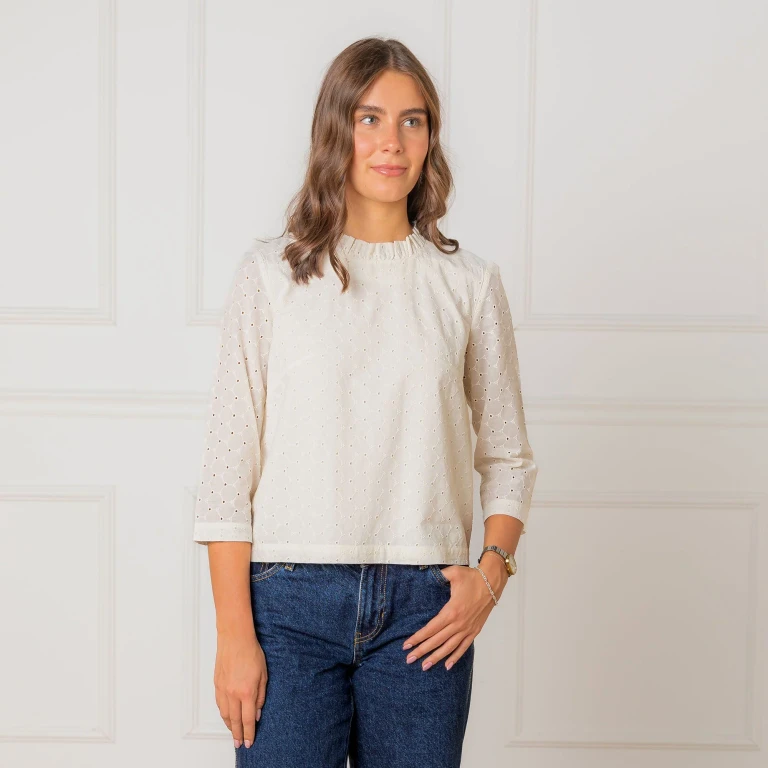 Organic Ruffle Neck Top