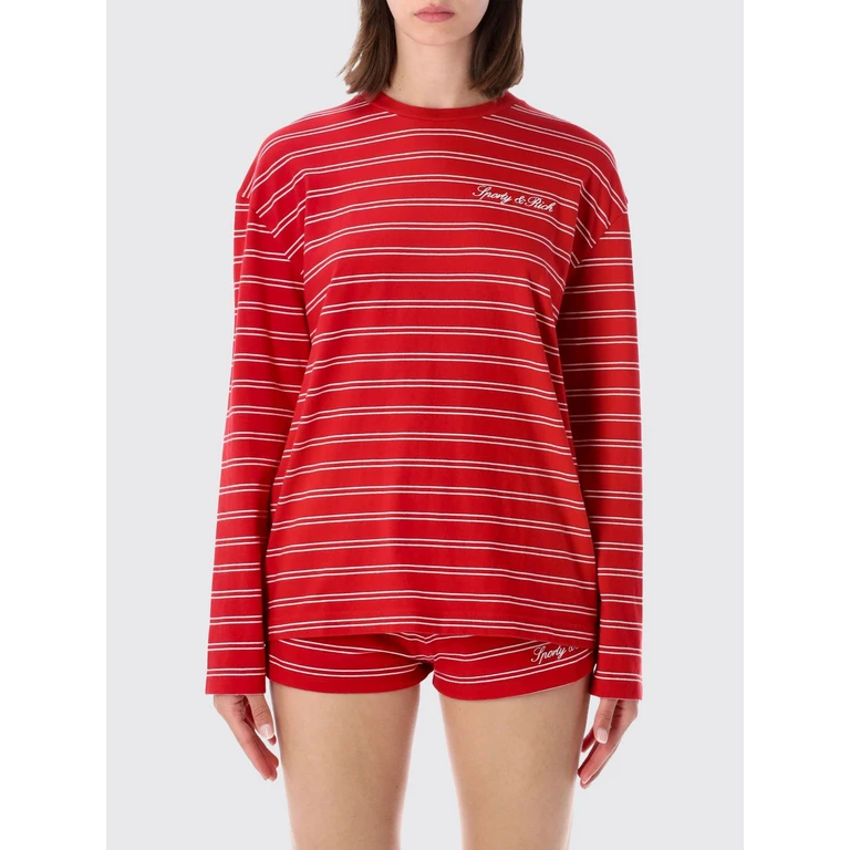 Striped Long-Sleeved Cotton T-shirt with Relaxed Fit (TO124710326RE333953)