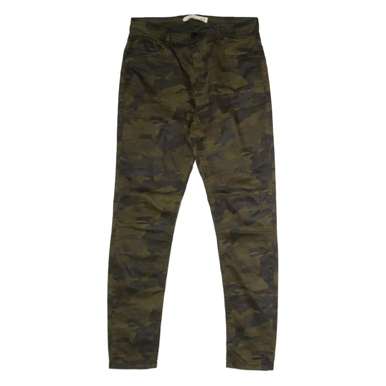 POOL JEANS Camouflage Womens Trousers Green Regular Straight W30 L28