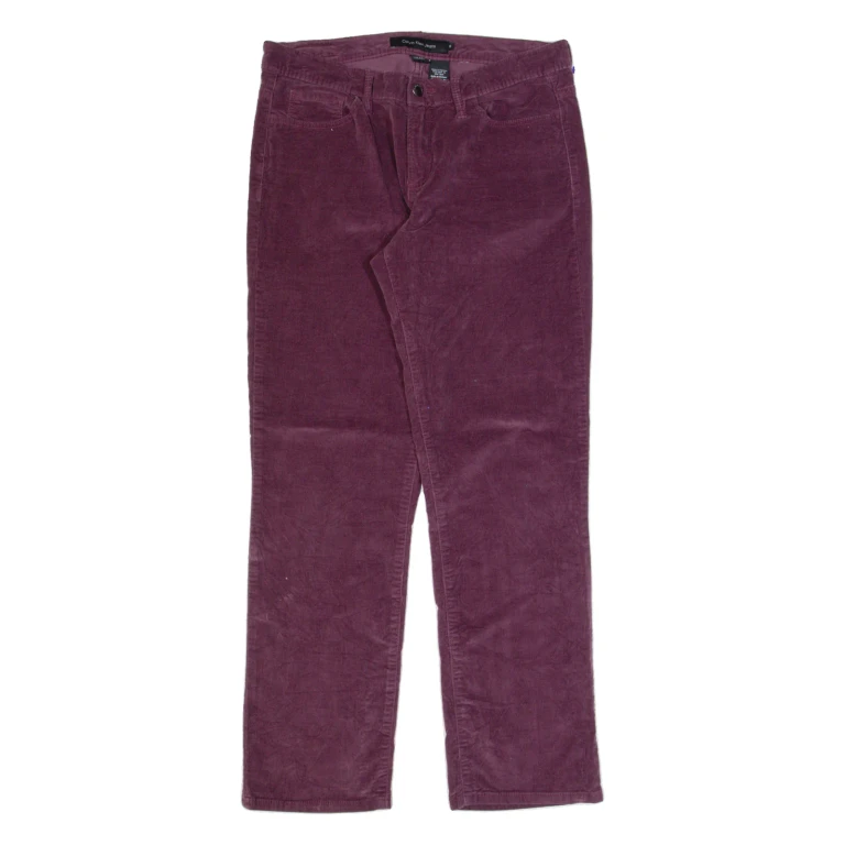 CALVIN KLEIN Womens Corduroy Trousers Purple Regular Straight W30 L30