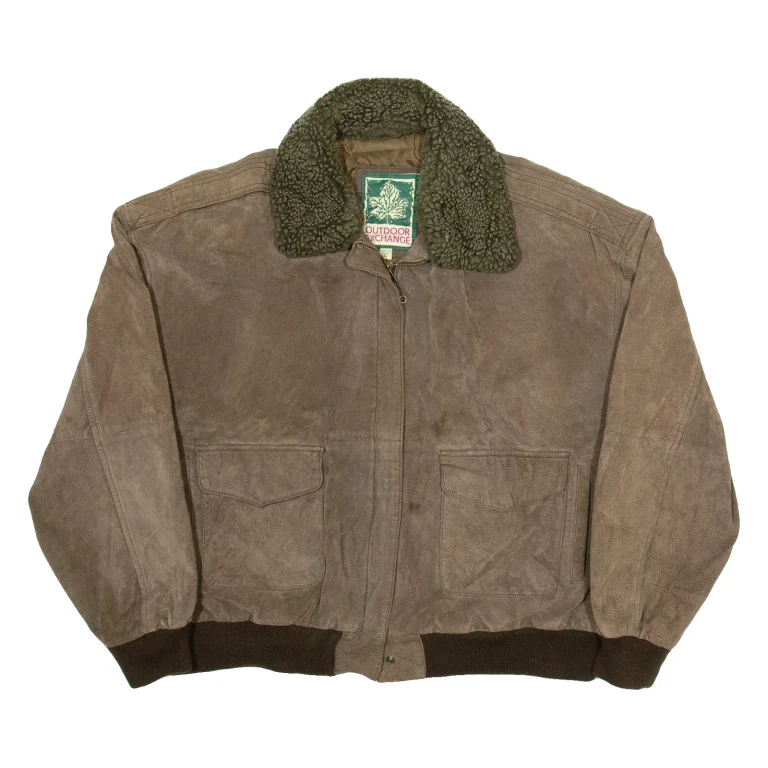 OUTDOOR EXCHANGE Mens Chore Jacket Brown Leather XL