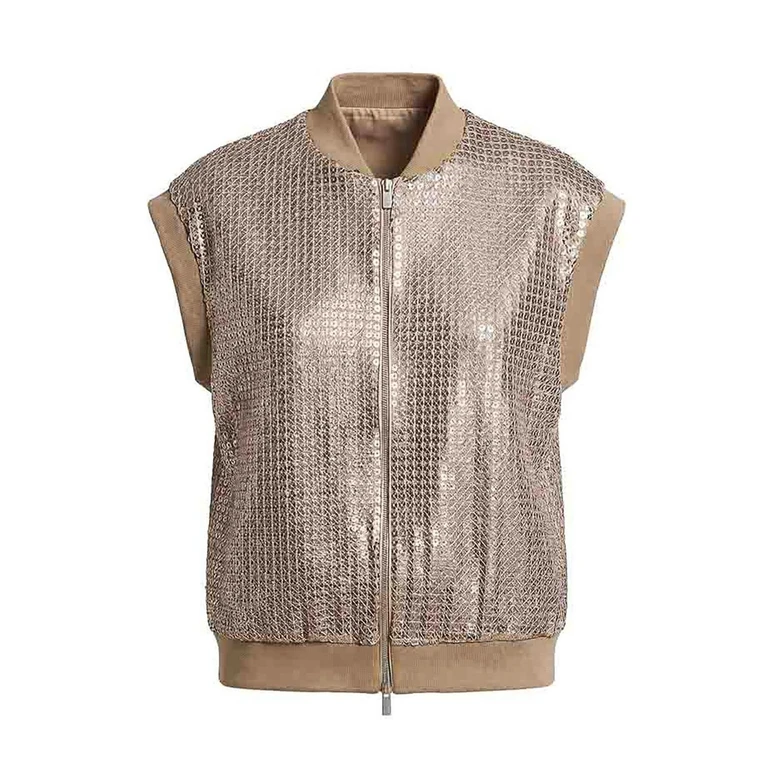 Peserico Gilet con zip e decorazioni in paillettes