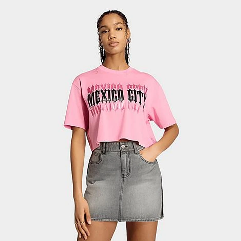 adidas Women's Originals World Cup 26 Host City Mexico City T-Shirt in Bliss Pink Size: XXS