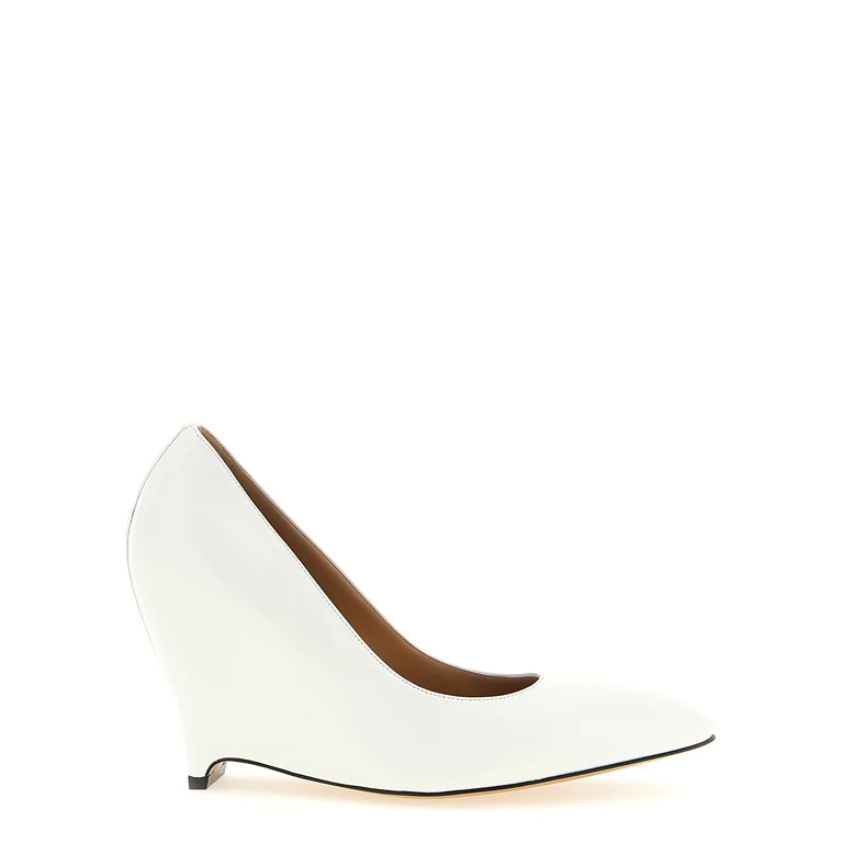 White Lambskin High Heel Pumps - Women